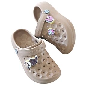 Joybees Size 10 New Kids‎ Tan Clogs Water Shoes with Fun Western Charms